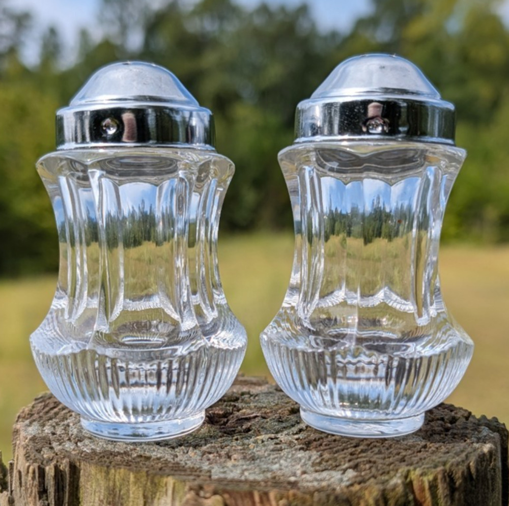 American Fostoria Salem Crystal Glass Salt & Pepper Shakers 1980's Vintage
